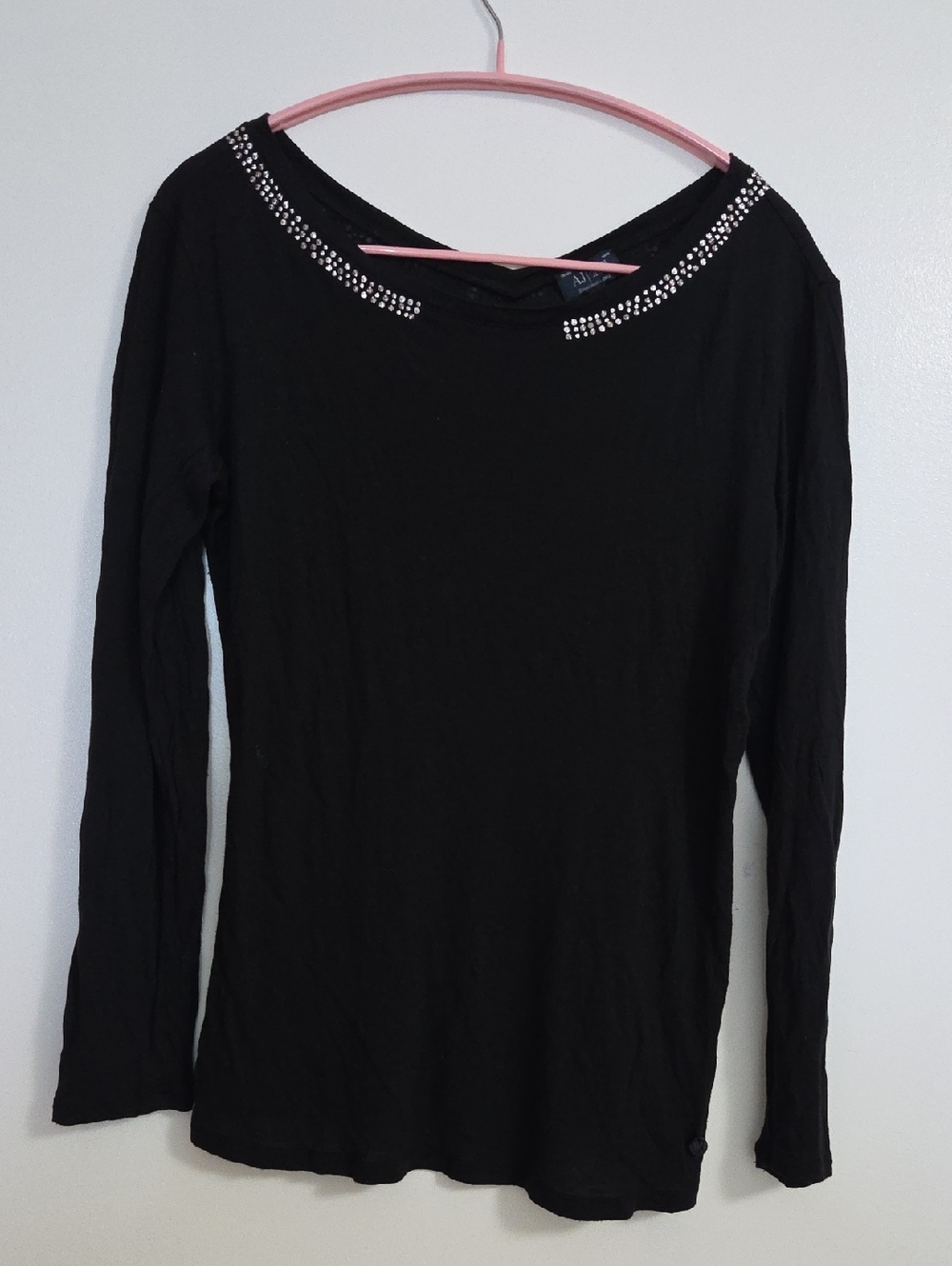 Armani Jeans Black Long Sleeve Fitted Blouse Size 46 M/L